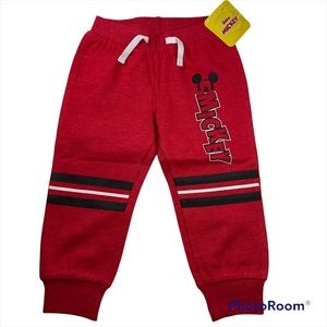 NWT Mickey Red Fleece Jogger With Screen Print Size 18M